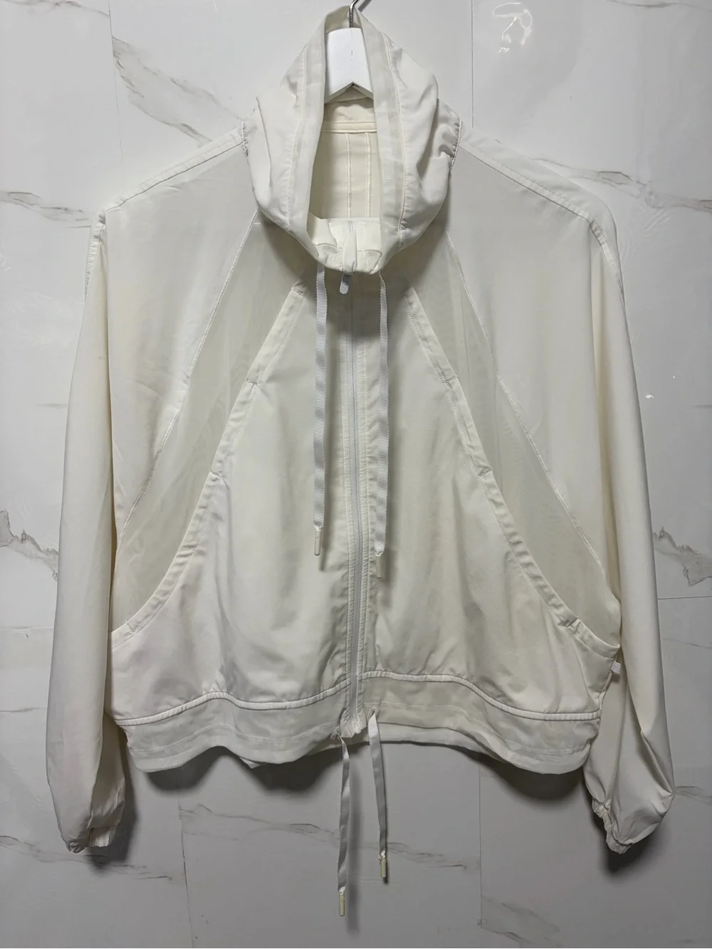 ALO Yoga Cream Lightweight Zip-Up Bomber Jacket